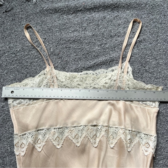 Vintage Silk Lace Slip Dress Nightgown Made in Spain Ivory Peach 42 Small Medium - Picture 9 of 16